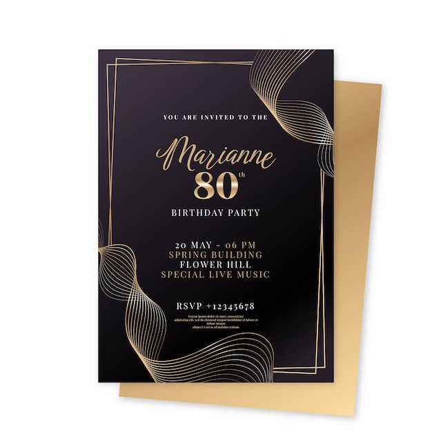 Gradient golden anniversary invitation