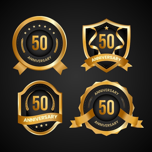 Free Vector gradient golden anniversary logo