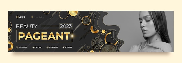 Free vector gradient golden beauty pageant twitch banner