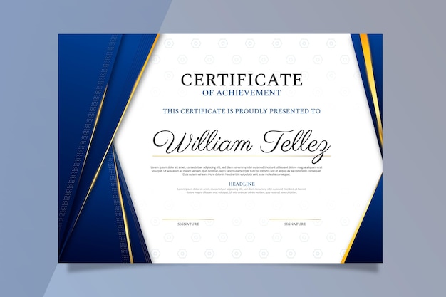 Gradient golden certificate template