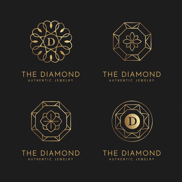 Gradient golden jewelry logo collection