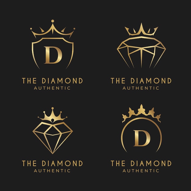 Free vector gradient golden jewelry logo collection