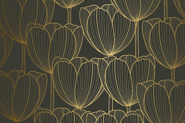 Free Vector gradient golden linear background with tulip shapes