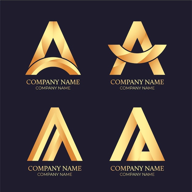 Free Vector gradient golden a logo collection