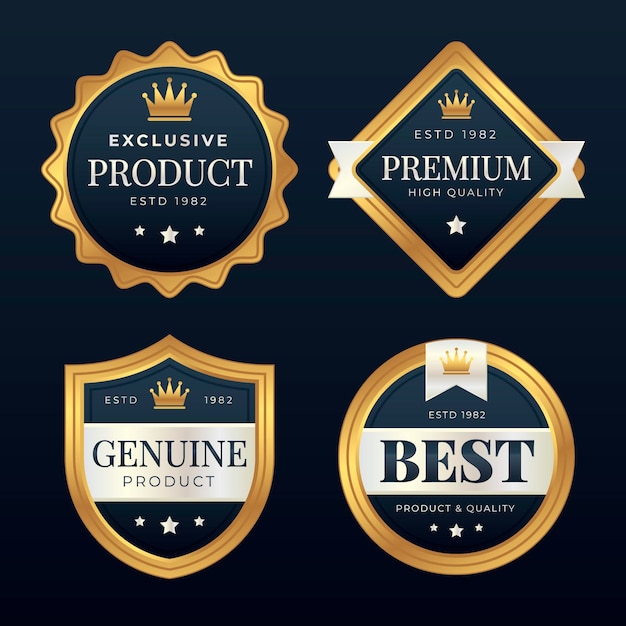 Free Vector gradient golden luxury badge set