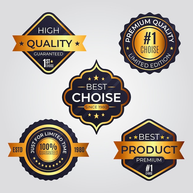 Free Vector gradient golden luxury badges collection