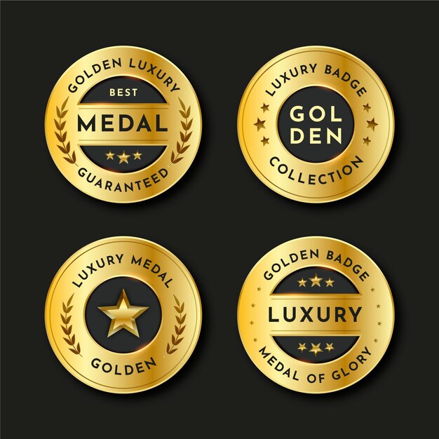 Gradient golden luxury badges collection