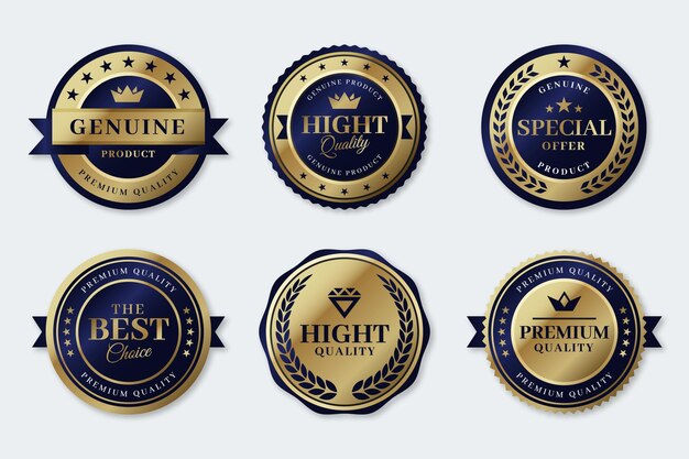 Gradient golden luxury badges collection