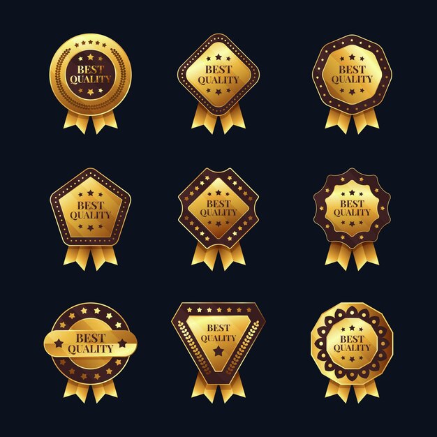 Gradient golden luxury badges collection