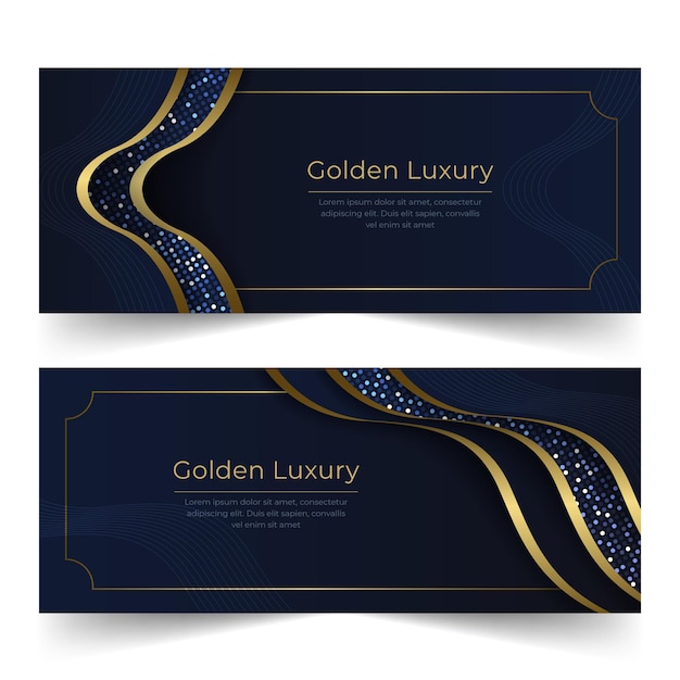 Gradient golden luxury banners set