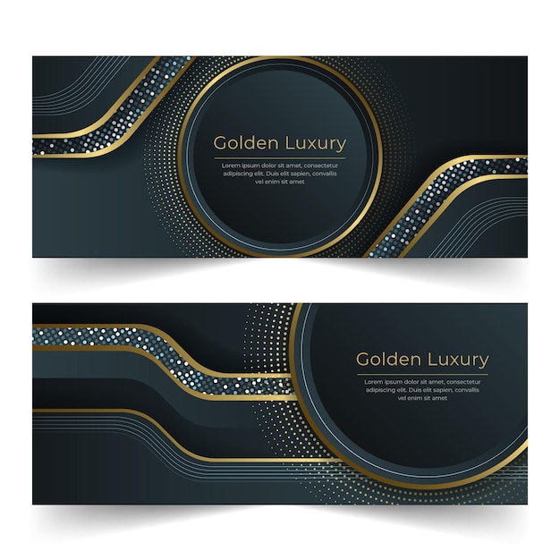 Gradient golden luxury banners set