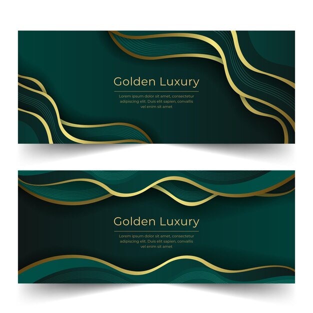 Gradient golden luxury banners set