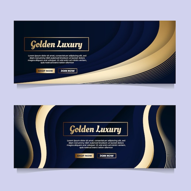 Gradient golden luxury banners set