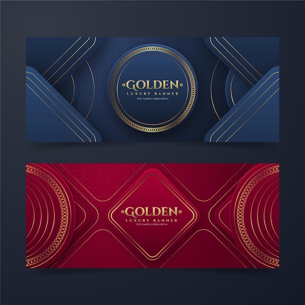 Gradient golden luxury banners set