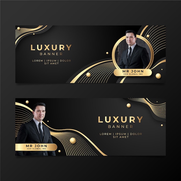 Gradient golden luxury banners