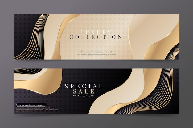 Gradient golden luxury banners