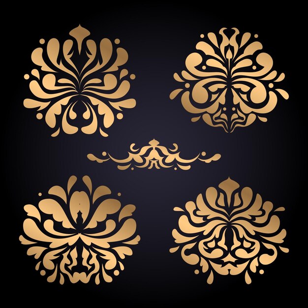 Gradient golden luxury baroque style ornament set