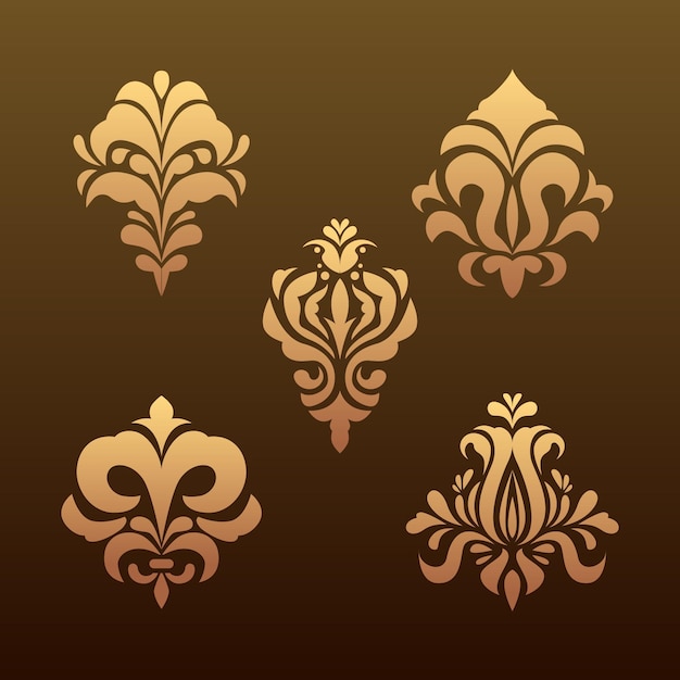 Gradient golden luxury baroque style ornament set