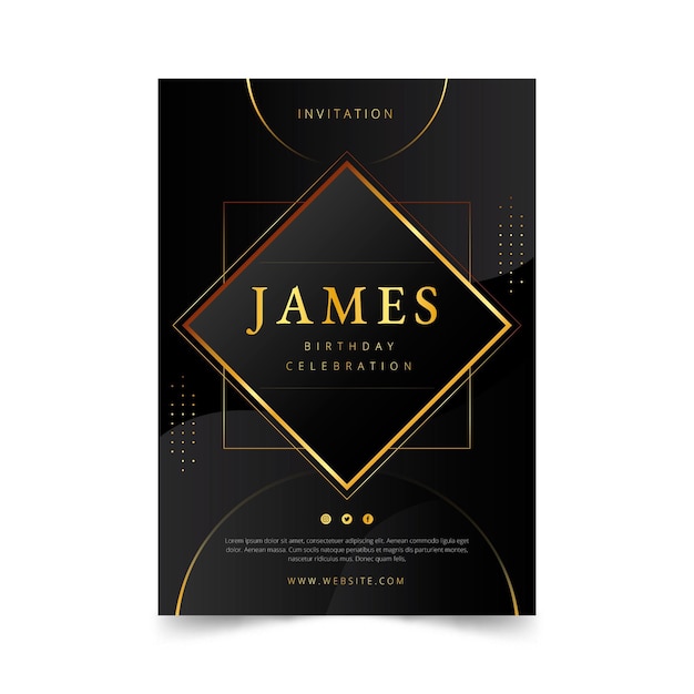 Gradient golden luxury birthday invitation template