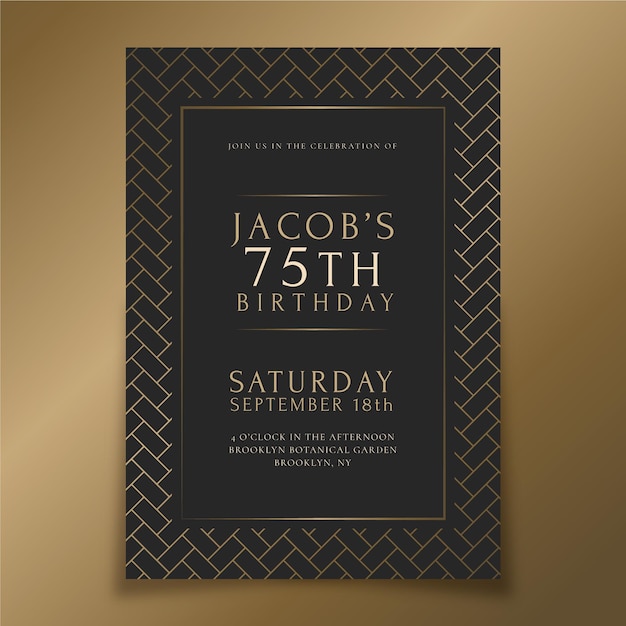 Gradient golden luxury birthday invitation