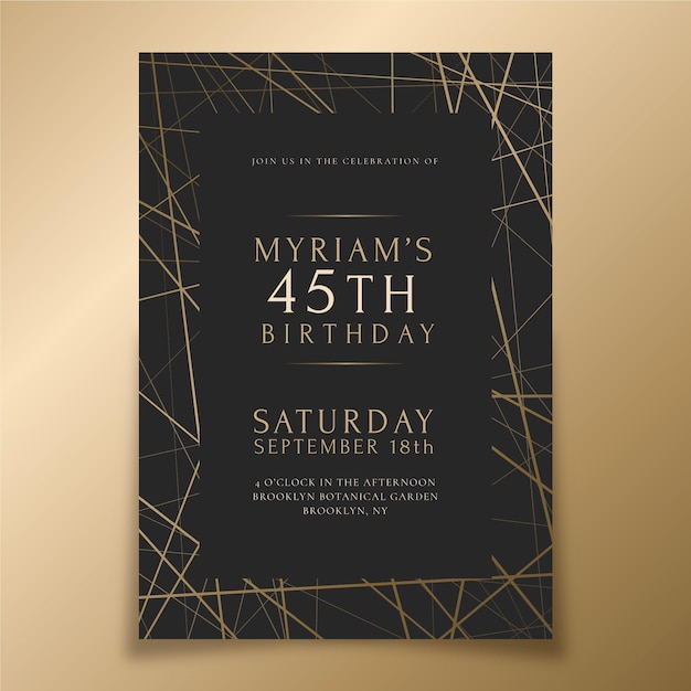 Free vector gradient golden luxury birthday invitation