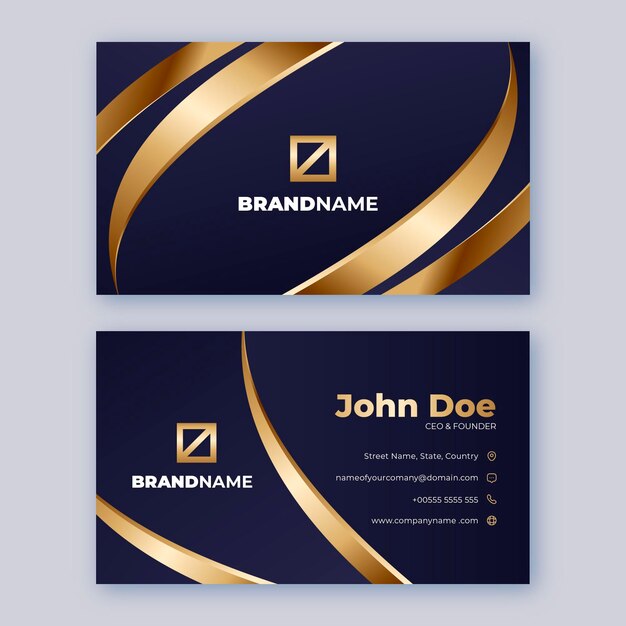 Gradient golden luxury business card template