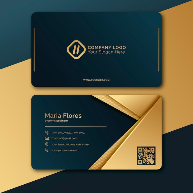 Gradient golden luxury business card template