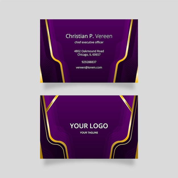 Gradient golden luxury business card template