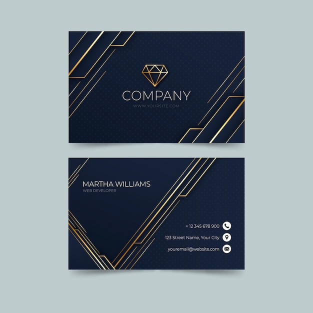 Gradient golden luxury business cards template