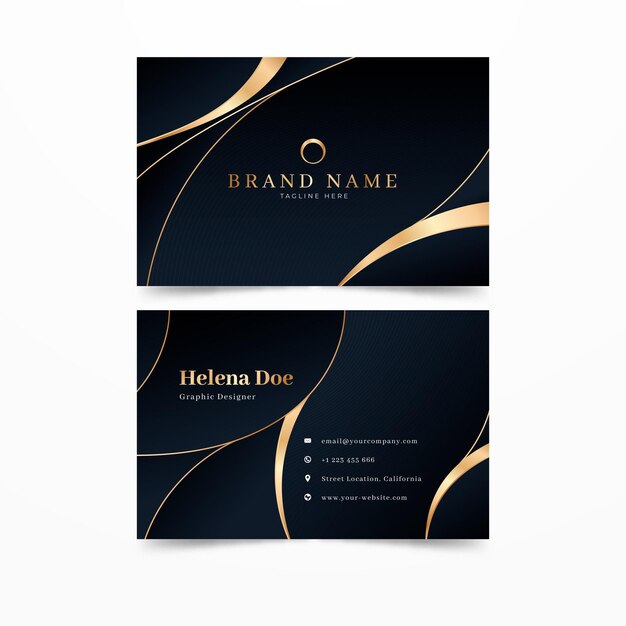 Gradient golden luxury business cards template