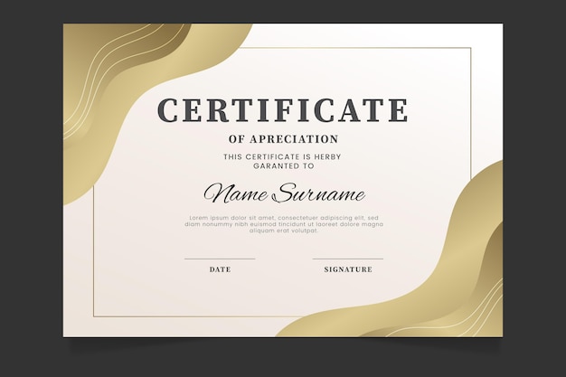 Gradient golden luxury certificate