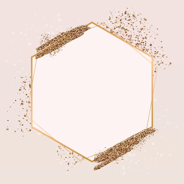 Gradient golden luxury hexagonal frame