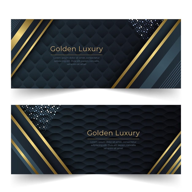 Free Vector gradient golden luxury horizontal banners set