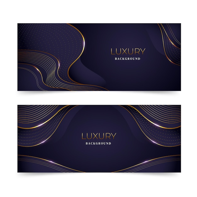 Free Vector gradient golden luxury horizontal banners set