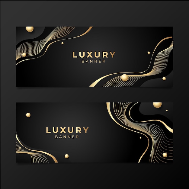 Gradient golden luxury horizontal banners