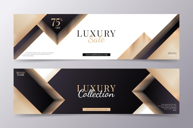 Gradient golden luxury horizontal banners