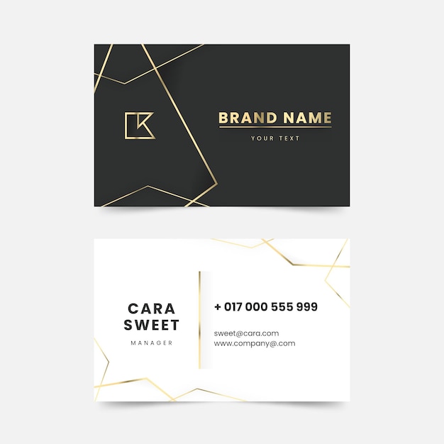 Gradient golden luxury horizontal business card template