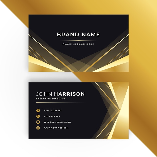 Gradient golden luxury horizontal business card template