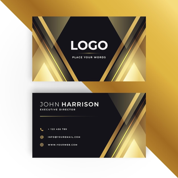 Gradient golden luxury horizontal business card template