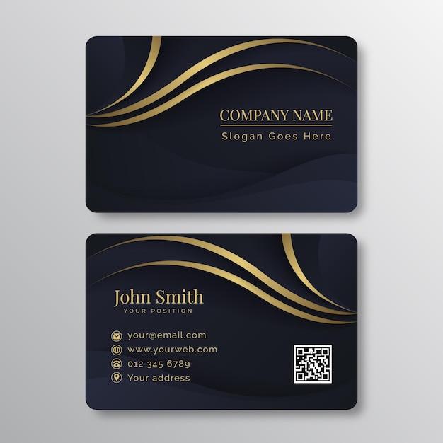 Free vector gradient golden luxury horizontal business card template