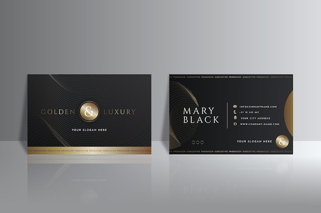 Free Vector gradient golden luxury horizontal business card template