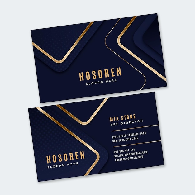 Gradient golden luxury horizontal business card template