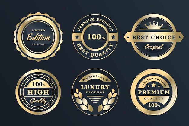 Free Vector gradient golden luxury labels collection