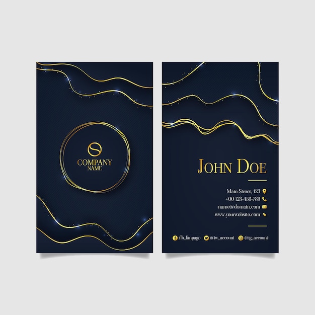 Free Vector gradient golden luxury vertical business card template