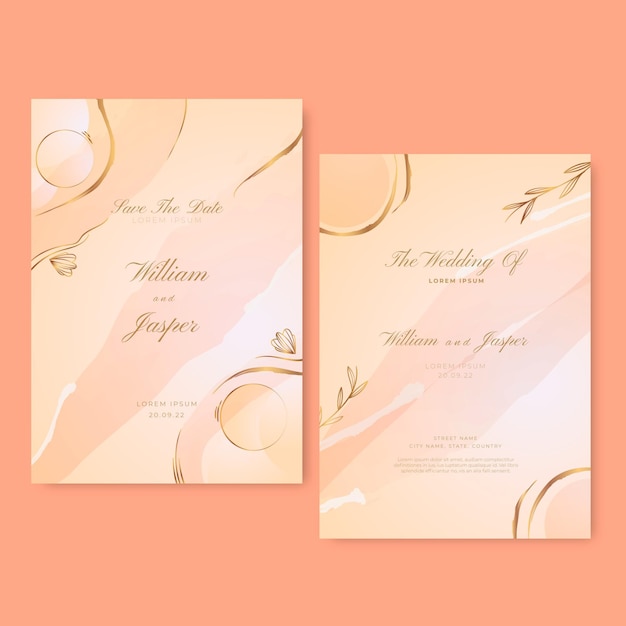 Gradient golden luxury wedding invitation template