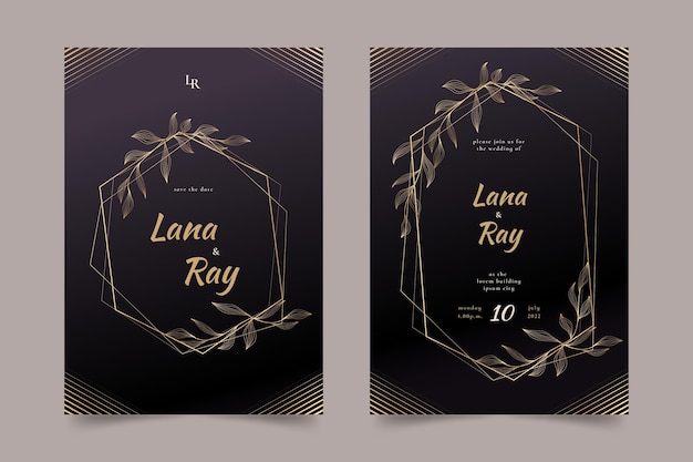 Gradient golden luxury wedding invitation template