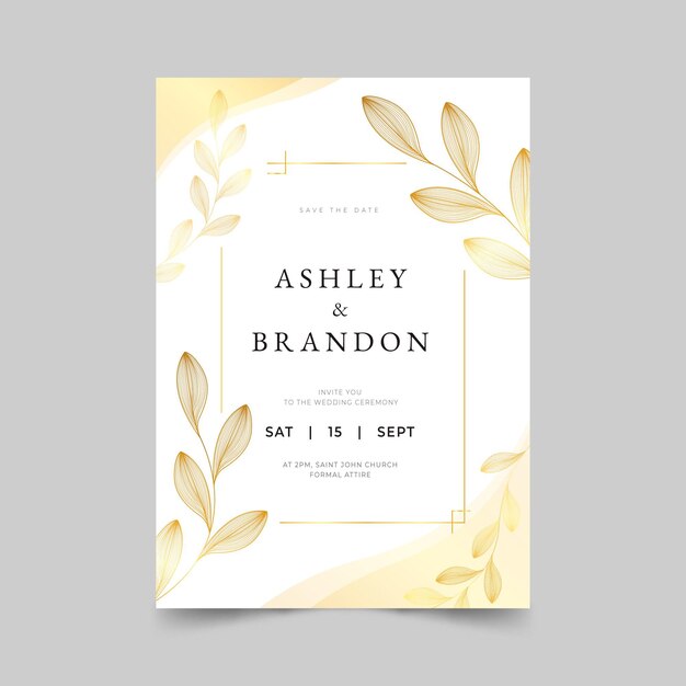 Gradient golden luxury wedding invitation