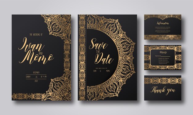 Gradient golden luxury wedding invitation