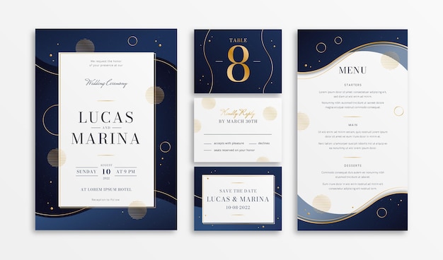 Gradient golden luxury wedding stationery