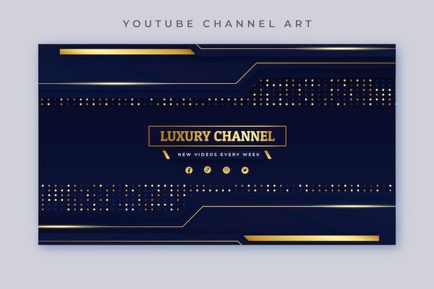 Gradient golden luxury youtube channel art template